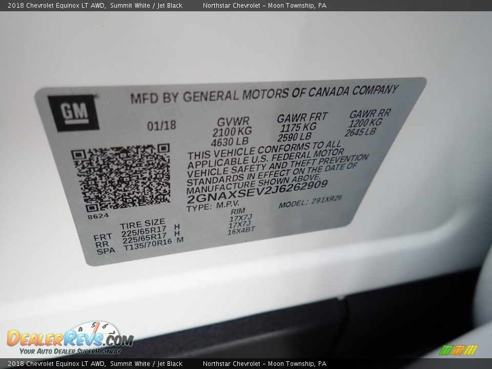 2018 Chevrolet Equinox LT AWD Summit White / Jet Black Photo #28