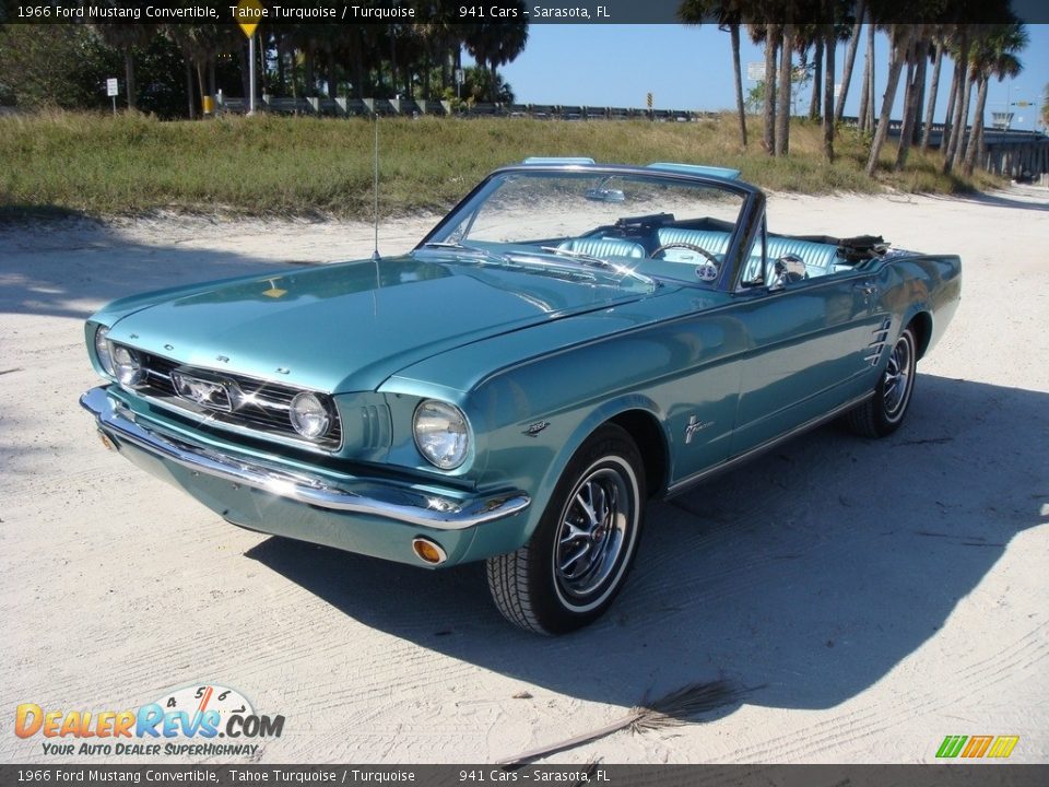 1966 Ford Mustang Convertible Tahoe Turquoise / Turquoise Photo #3