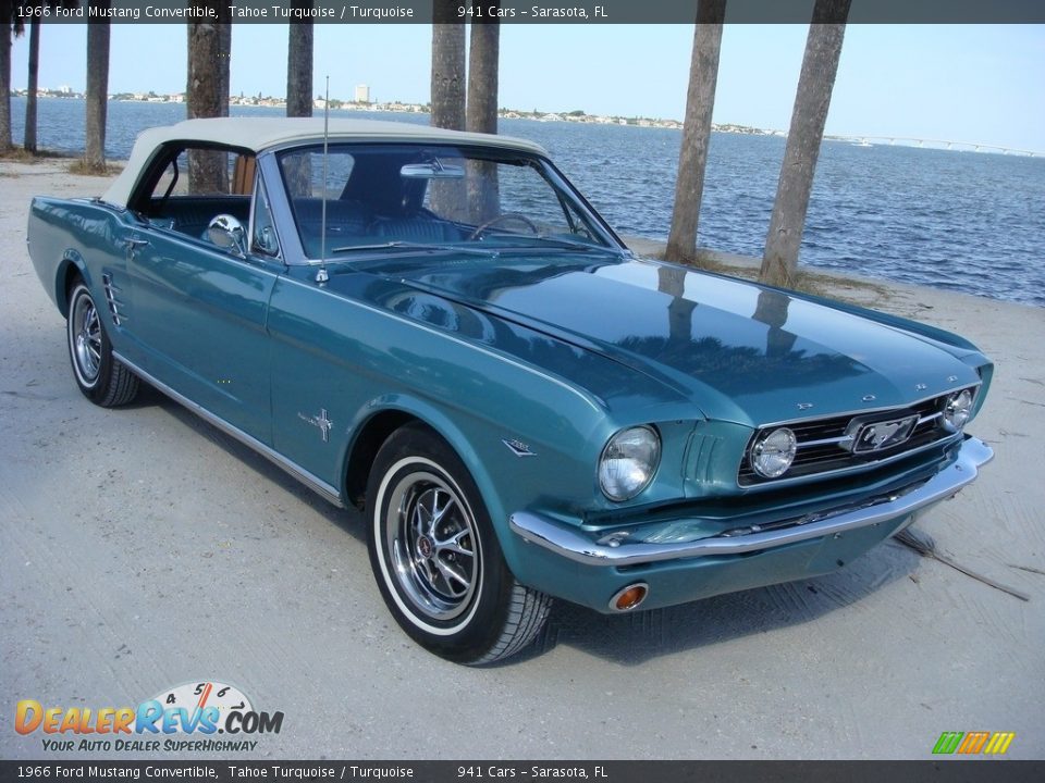 1966 Ford Mustang Convertible Tahoe Turquoise / Turquoise Photo #28
