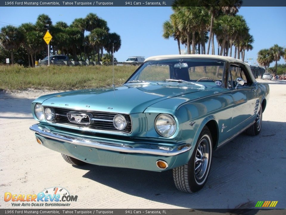 1966 Ford Mustang Convertible Tahoe Turquoise / Turquoise Photo #35