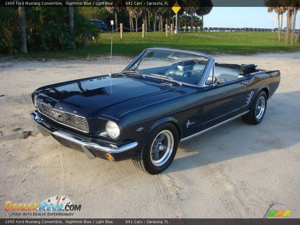 1966 Ford Mustang Convertible Nightmist Blue / Light Blue Photo #3