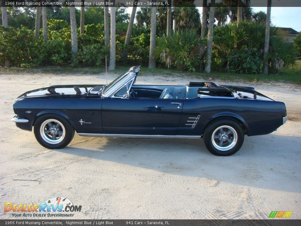 1966 Ford Mustang Convertible Nightmist Blue / Light Blue Photo #4