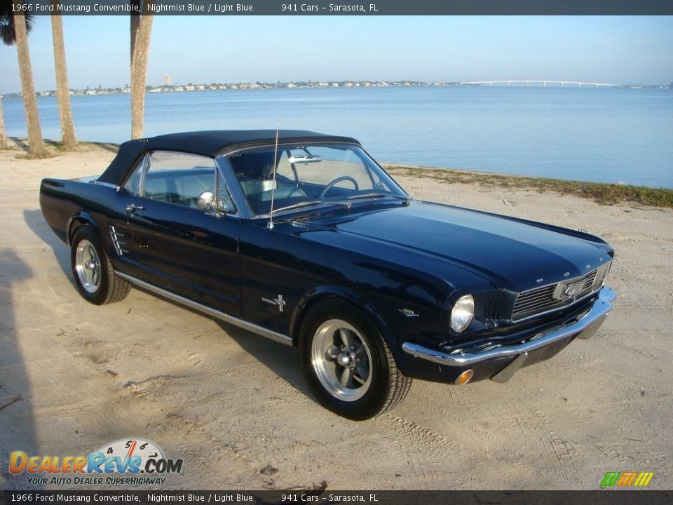 1966 Ford Mustang Convertible Nightmist Blue / Light Blue Photo #32