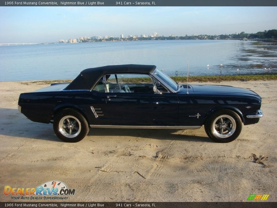 1966 Ford Mustang Convertible Nightmist Blue / Light Blue Photo #33