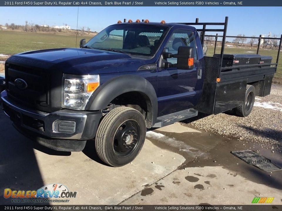 2011 Ford F450 Super Duty XL Regular Cab 4x4 Chassis Dark Blue Pearl / Steel Photo #1