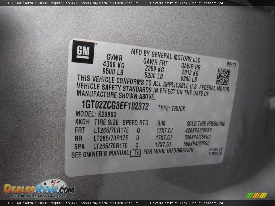 2014 GMC Sierra 2500HD Regular Cab 4x4 Steel Gray Metallic / Dark Titanium Photo #33