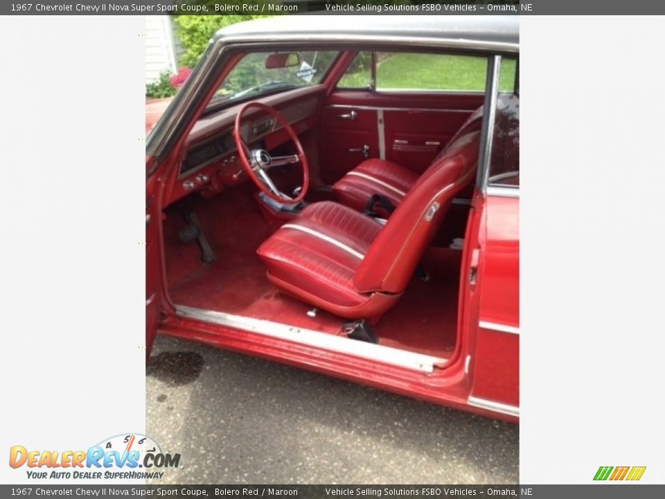 Maroon Interior - 1967 Chevrolet Chevy II Nova Super Sport Coupe Photo #2