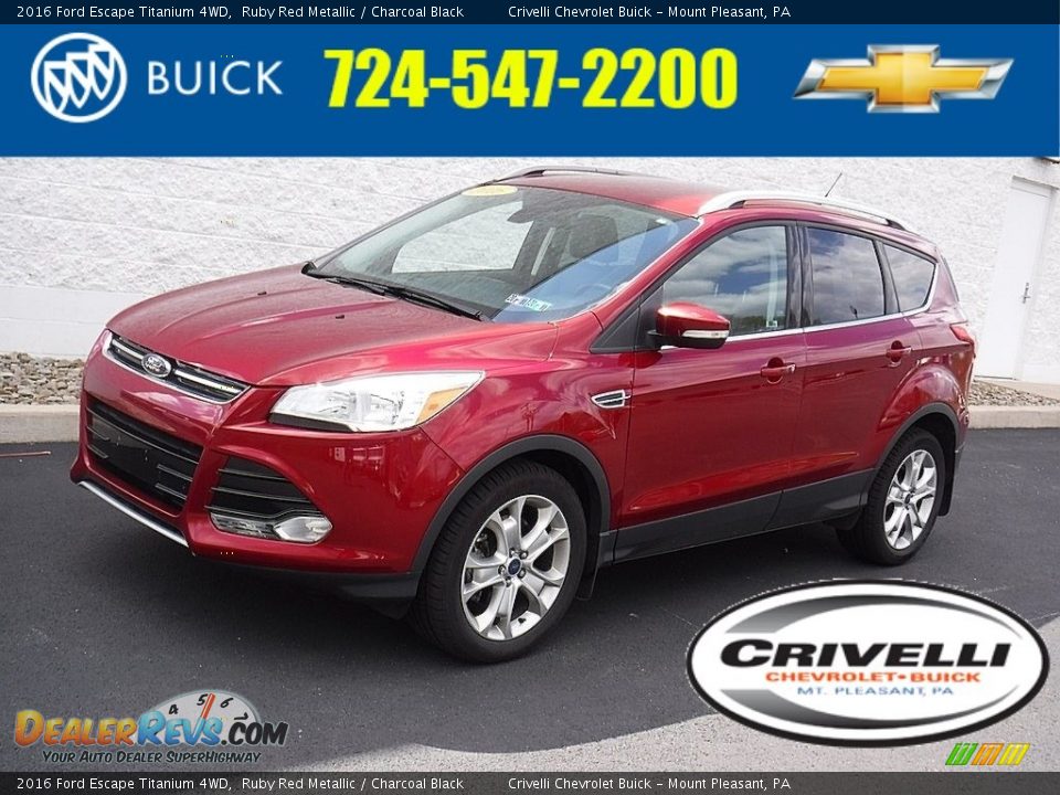 2016 Ford Escape Titanium 4WD Ruby Red Metallic / Charcoal Black Photo #1