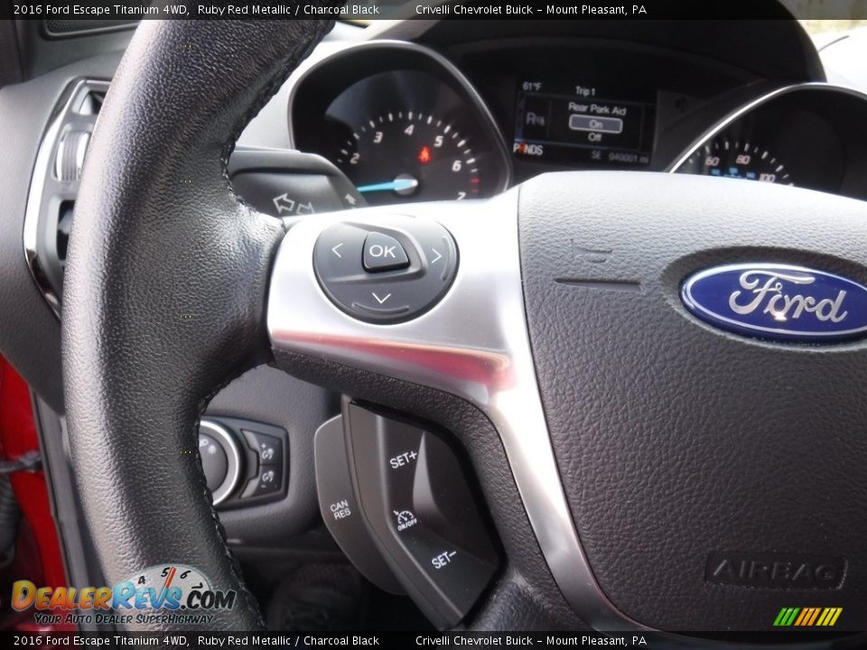 2016 Ford Escape Titanium 4WD Ruby Red Metallic / Charcoal Black Photo #26
