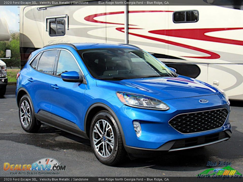 2020 Ford Escape SEL Velocity Blue Metallic / Sandstone Photo #7