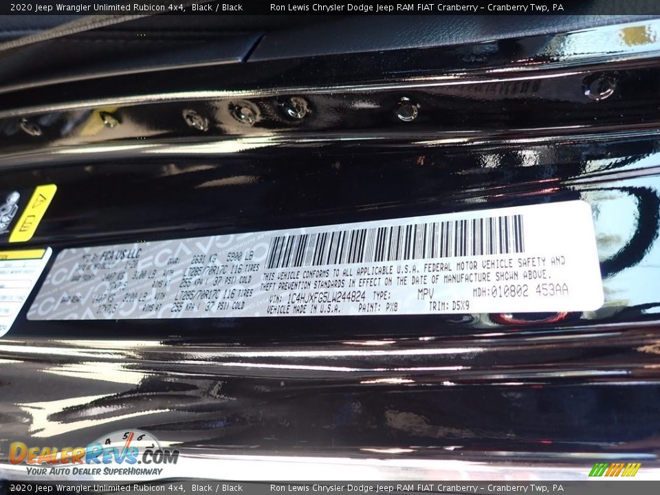 2020 Jeep Wrangler Unlimited Rubicon 4x4 Black / Black Photo #14