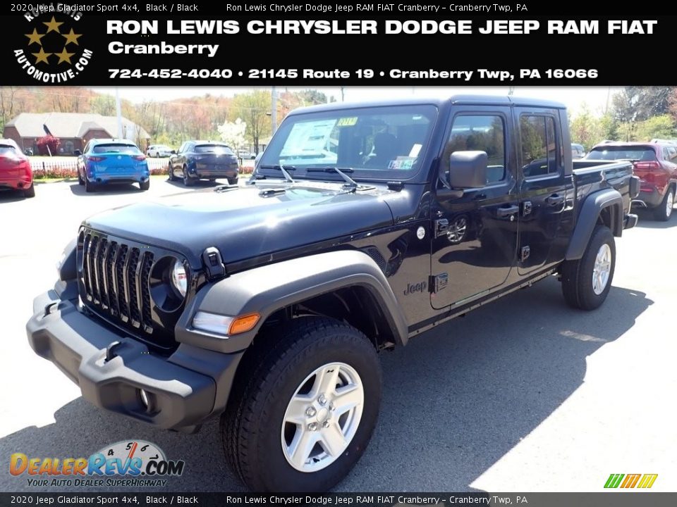 2020 Jeep Gladiator Sport 4x4 Black / Black Photo #1