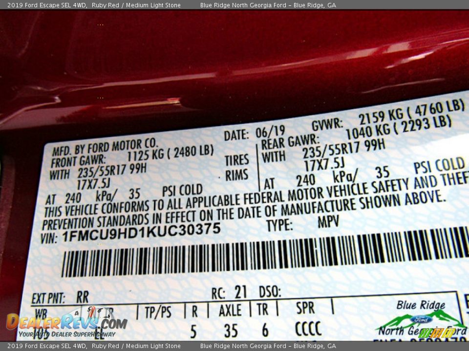 2019 Ford Escape SEL 4WD Ruby Red / Medium Light Stone Photo #25