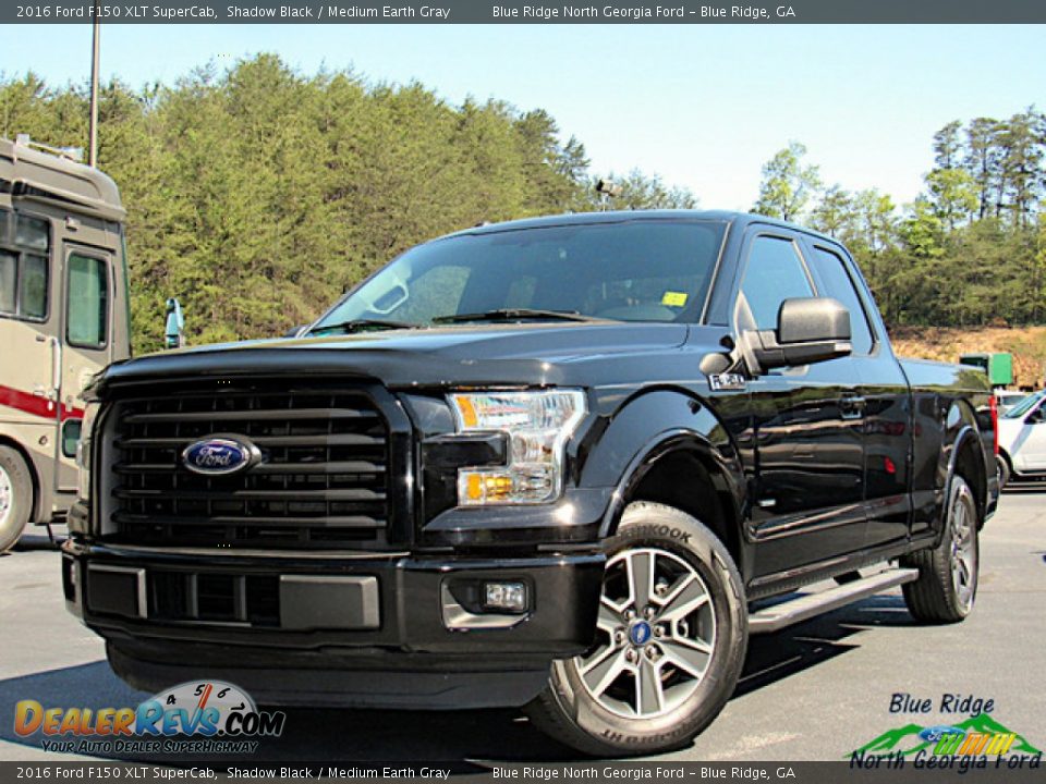 2016 Ford F150 XLT SuperCab Shadow Black / Medium Earth Gray Photo #1