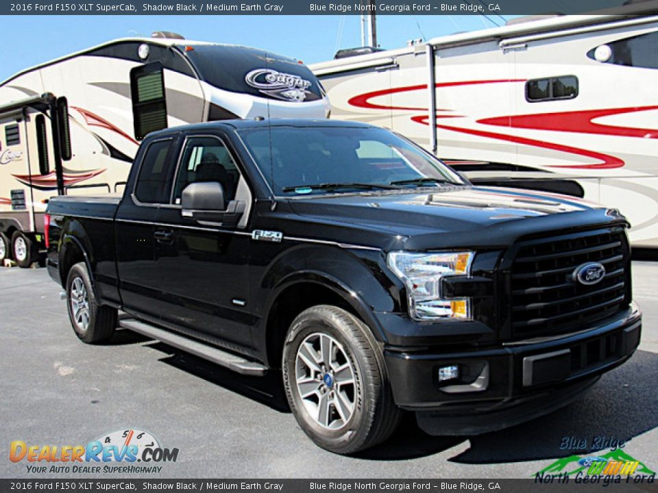 2016 Ford F150 XLT SuperCab Shadow Black / Medium Earth Gray Photo #7