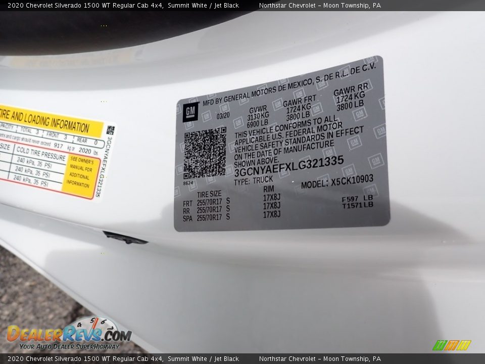 2020 Chevrolet Silverado 1500 WT Regular Cab 4x4 Summit White / Jet Black Photo #14
