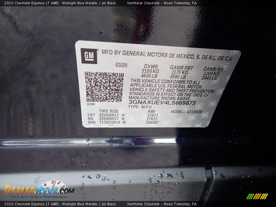 2020 Chevrolet Equinox LT AWD Midnight Blue Metallic / Jet Black Photo #16