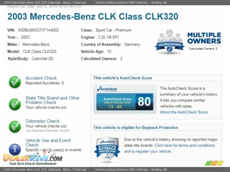 Dealer Info of 2003 Mercedes-Benz CLK 320 Cabriolet Photo #2