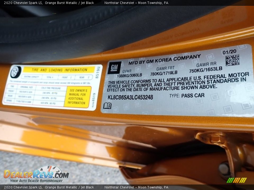 2020 Chevrolet Spark LS Orange Burst Metallic / Jet Black Photo #16