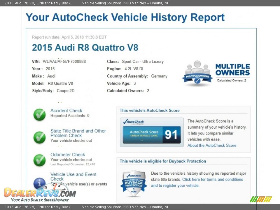 Dealer Info of 2015 Audi R8 V8 Photo #2