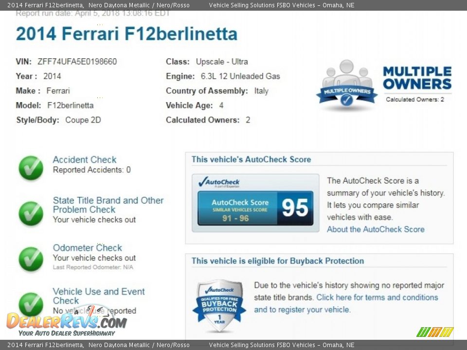 Dealer Info of 2014 Ferrari F12berlinetta  Photo #2