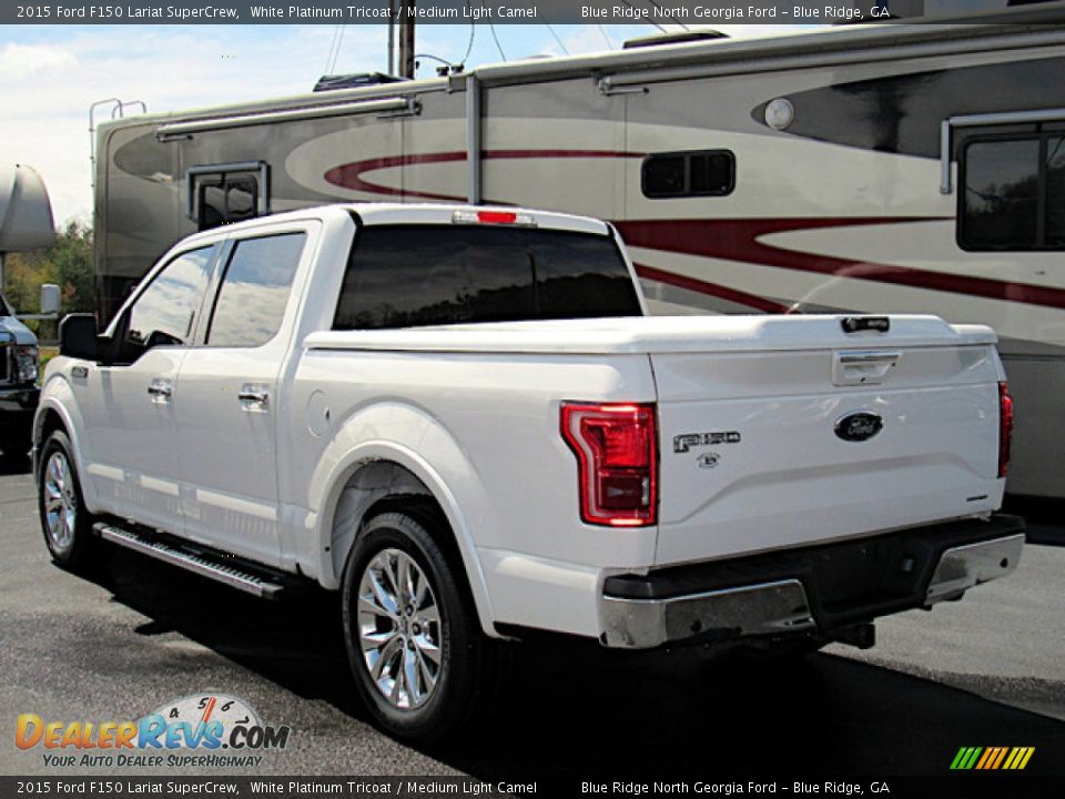 2015 Ford F150 Lariat SuperCrew White Platinum Tricoat / Medium Light Camel Photo #3