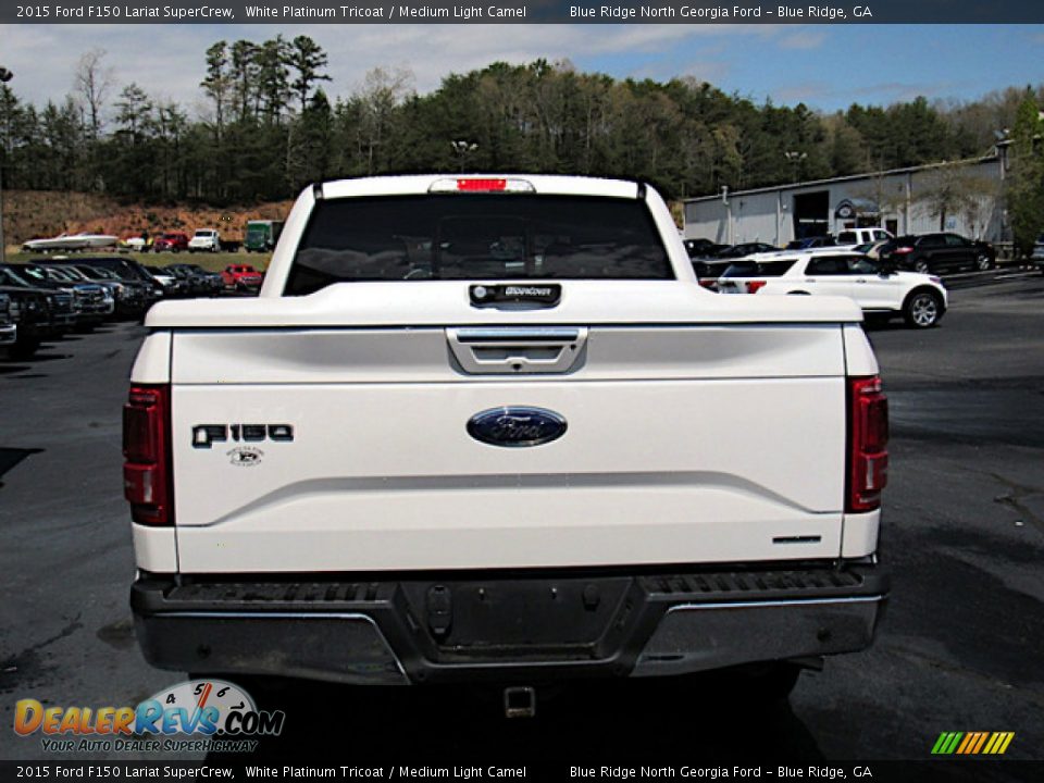 2015 Ford F150 Lariat SuperCrew White Platinum Tricoat / Medium Light Camel Photo #4
