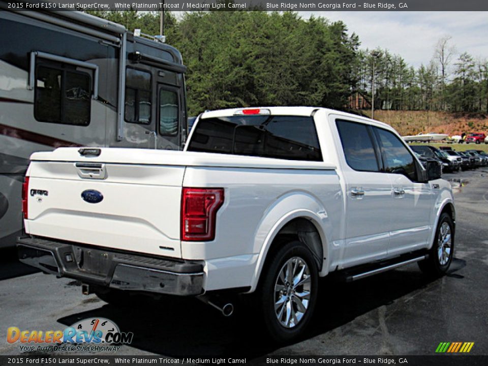 2015 Ford F150 Lariat SuperCrew White Platinum Tricoat / Medium Light Camel Photo #5