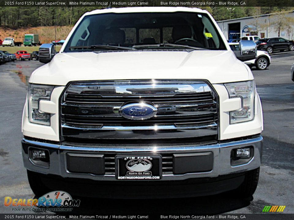 2015 Ford F150 Lariat SuperCrew White Platinum Tricoat / Medium Light Camel Photo #8