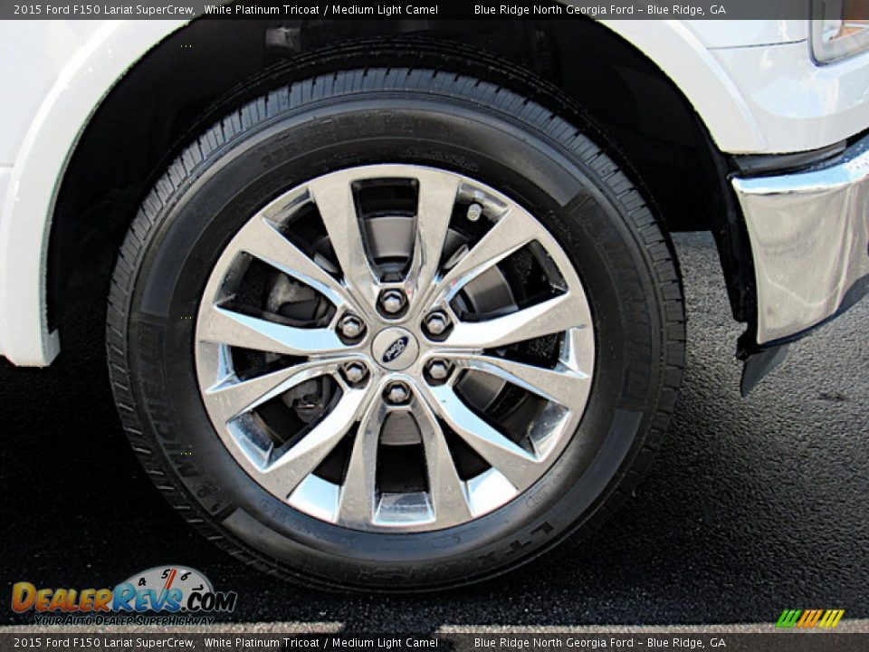 2015 Ford F150 Lariat SuperCrew White Platinum Tricoat / Medium Light Camel Photo #9