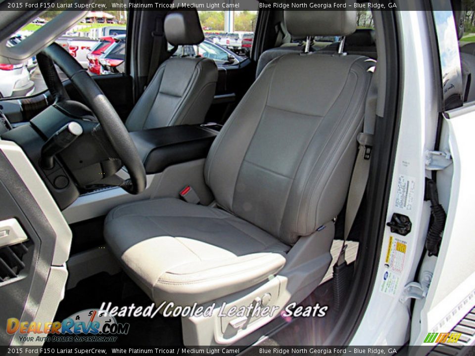 2015 Ford F150 Lariat SuperCrew White Platinum Tricoat / Medium Light Camel Photo #11