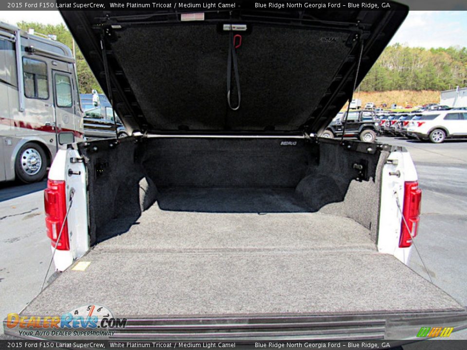 2015 Ford F150 Lariat SuperCrew White Platinum Tricoat / Medium Light Camel Photo #14