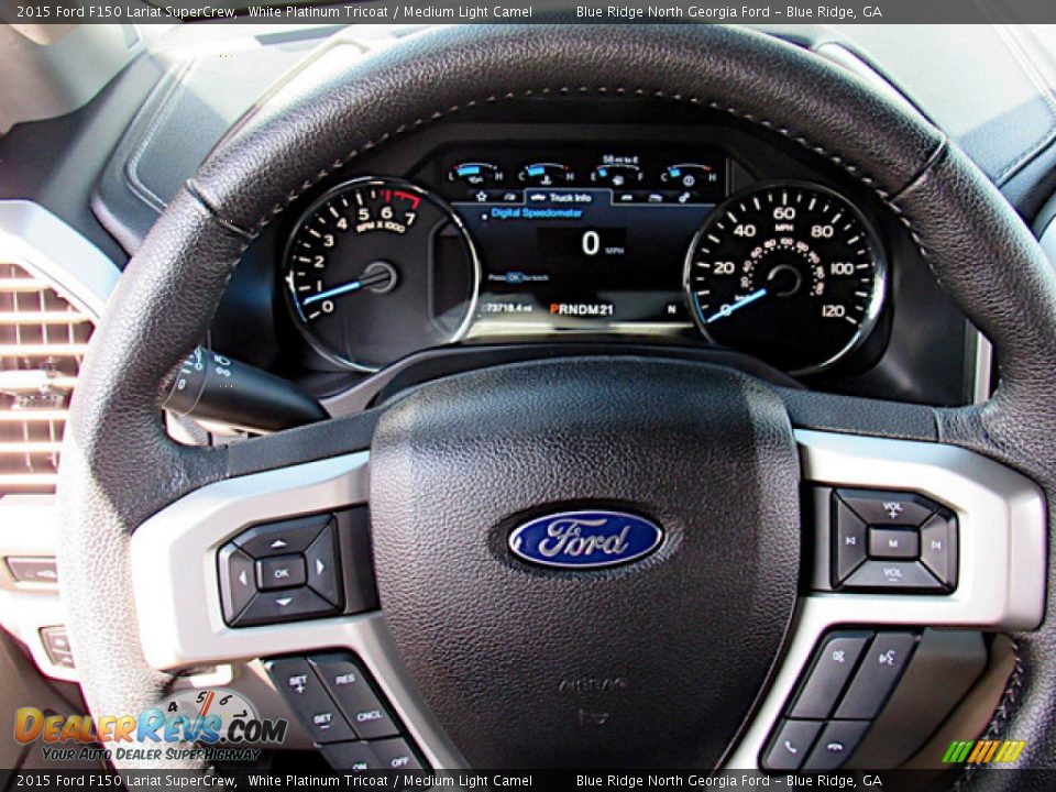 2015 Ford F150 Lariat SuperCrew White Platinum Tricoat / Medium Light Camel Photo #18