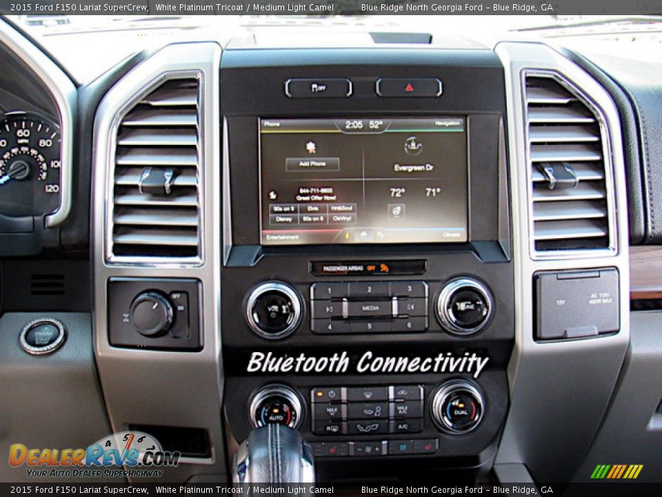 2015 Ford F150 Lariat SuperCrew White Platinum Tricoat / Medium Light Camel Photo #19