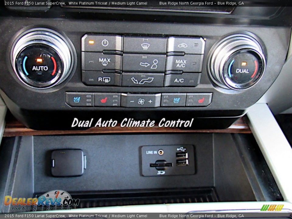 2015 Ford F150 Lariat SuperCrew White Platinum Tricoat / Medium Light Camel Photo #23