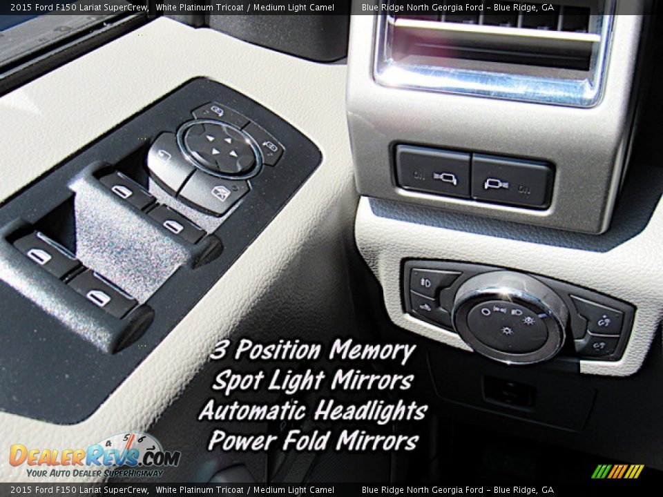 2015 Ford F150 Lariat SuperCrew White Platinum Tricoat / Medium Light Camel Photo #24