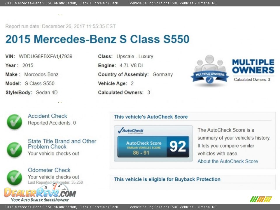 Dealer Info of 2015 Mercedes-Benz S 550 4Matic Sedan Photo #2