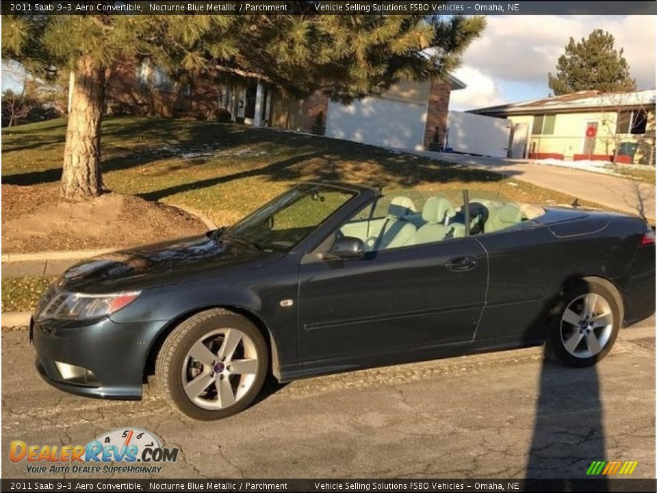 2011 Saab 9-3 Aero Convertible Nocturne Blue Metallic / Parchment Photo #6