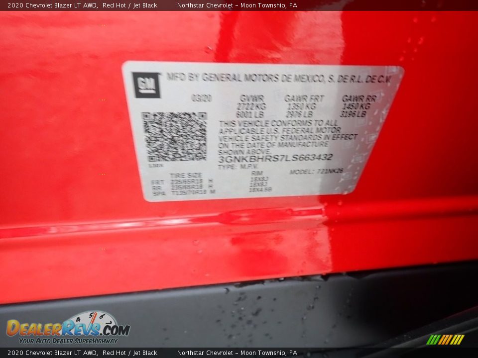 2020 Chevrolet Blazer LT AWD Red Hot / Jet Black Photo #16