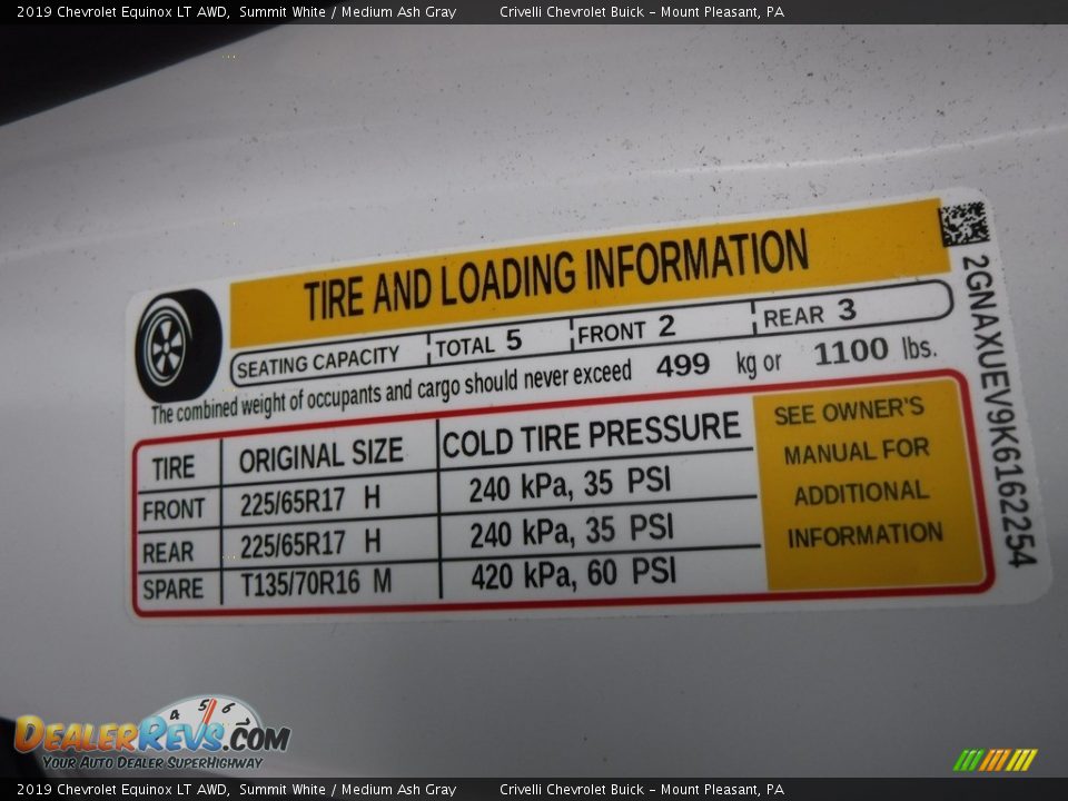2019 Chevrolet Equinox LT AWD Summit White / Medium Ash Gray Photo #31