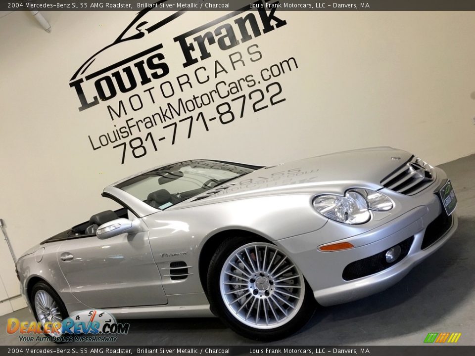 2004 Mercedes-Benz SL 55 AMG Roadster Brilliant Silver Metallic / Charcoal Photo #2