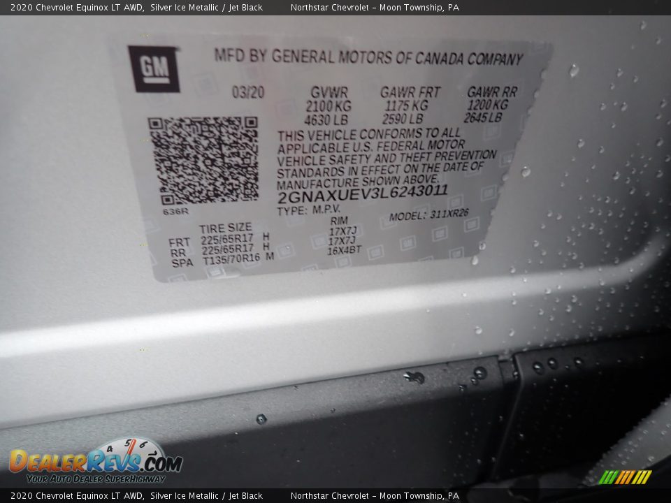 2020 Chevrolet Equinox LT AWD Silver Ice Metallic / Jet Black Photo #15