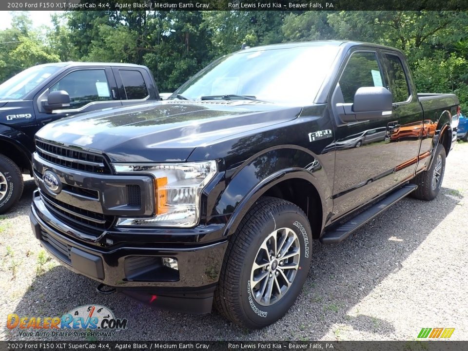 2020 Ford F150 XLT SuperCab 4x4 Agate Black / Medium Earth Gray Photo #2