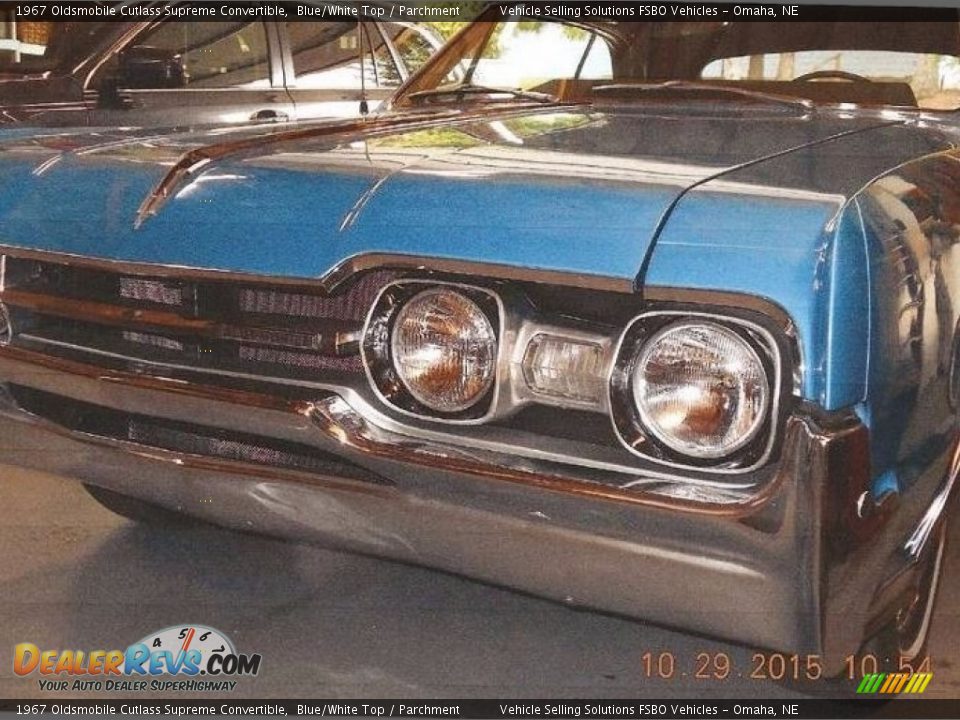 1967 Oldsmobile Cutlass Supreme Convertible Blue/White Top / Parchment Photo #5