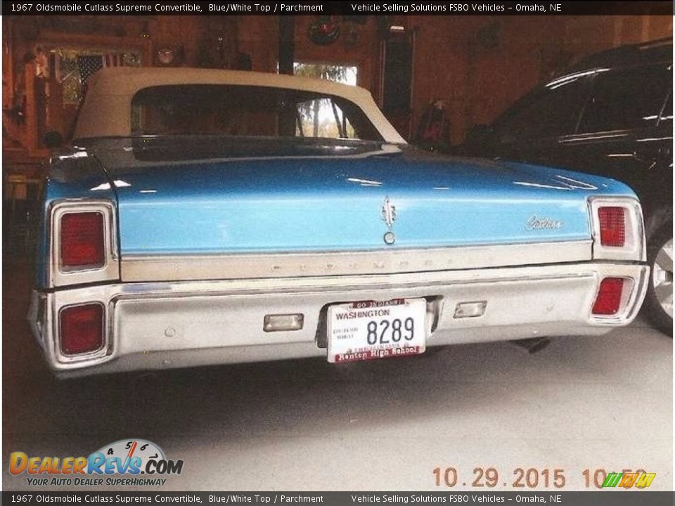 1967 Oldsmobile Cutlass Supreme Convertible Blue/White Top / Parchment Photo #6