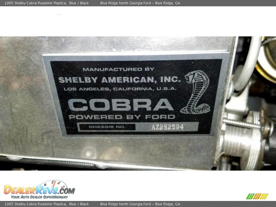 1965 Shelby Cobra Roadster Replica Blue / Black Photo #9