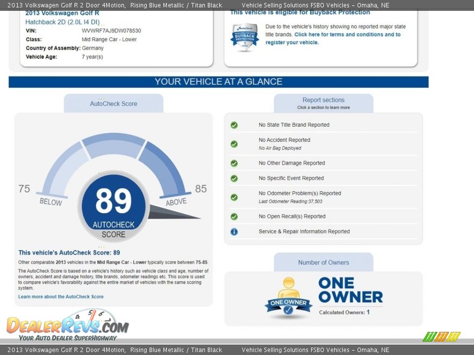 2013 Volkswagen Golf R 2 Door 4Motion Rising Blue Metallic / Titan Black Photo #3