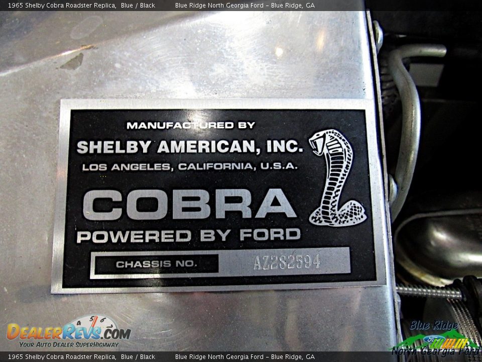 1965 Shelby Cobra Roadster Replica Blue / Black Photo #35