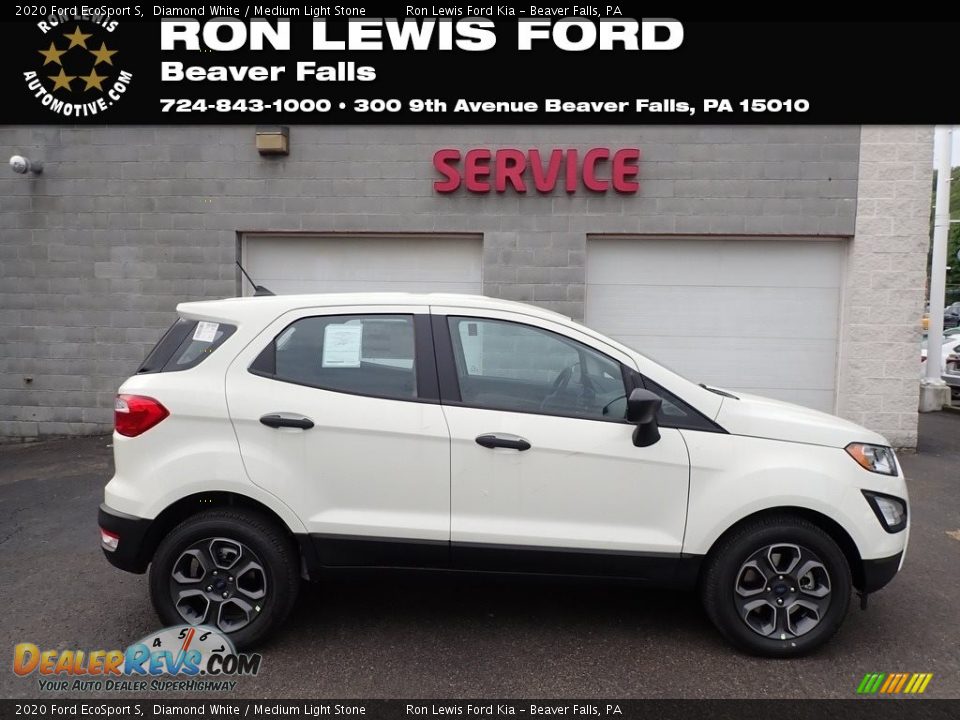 2020 Ford EcoSport S Diamond White / Medium Light Stone Photo #1