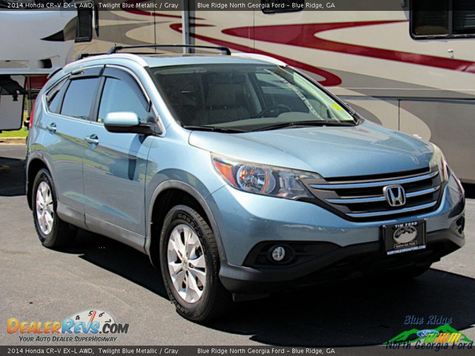 2014 Honda CR-V EX-L AWD Twilight Blue Metallic / Gray Photo #7